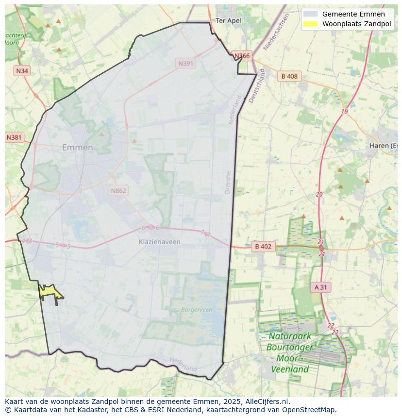 Afbeelding van de woonplaats Zandpol op de kaart.