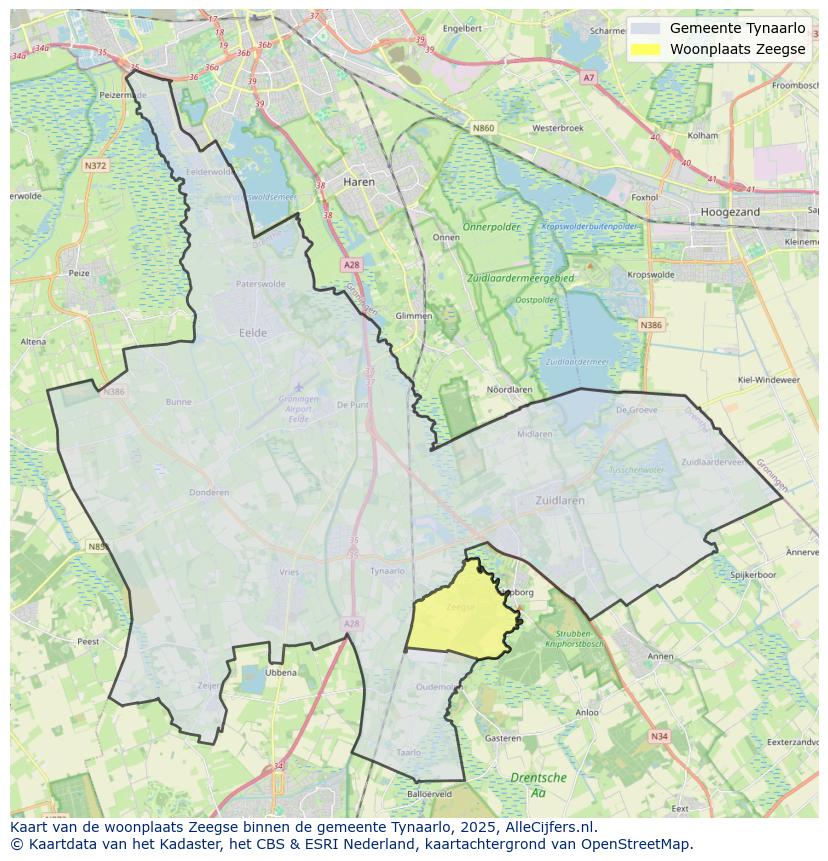 Afbeelding van de woonplaats Zeegse op de kaart.