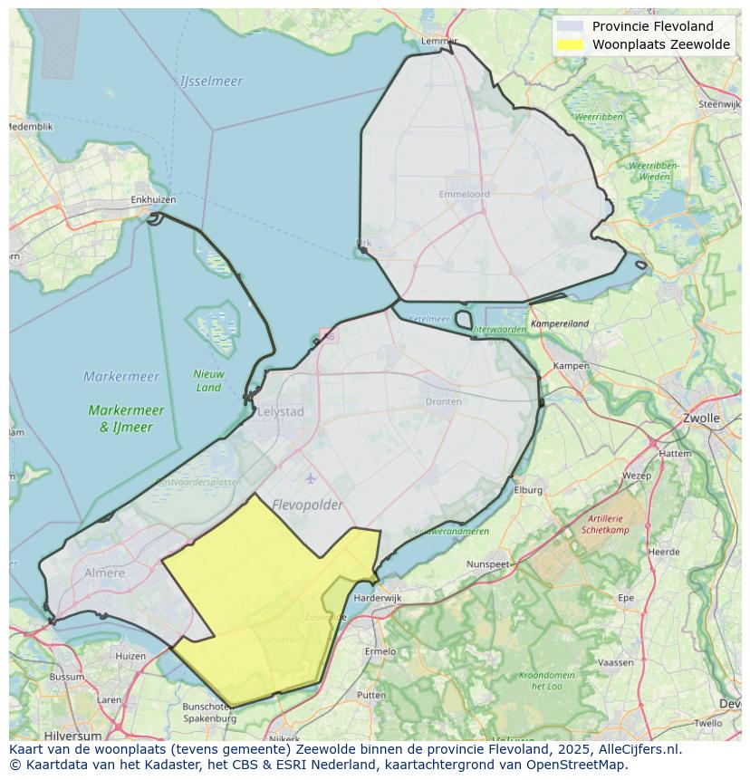 Afbeelding van de woonplaats Zeewolde op de kaart.