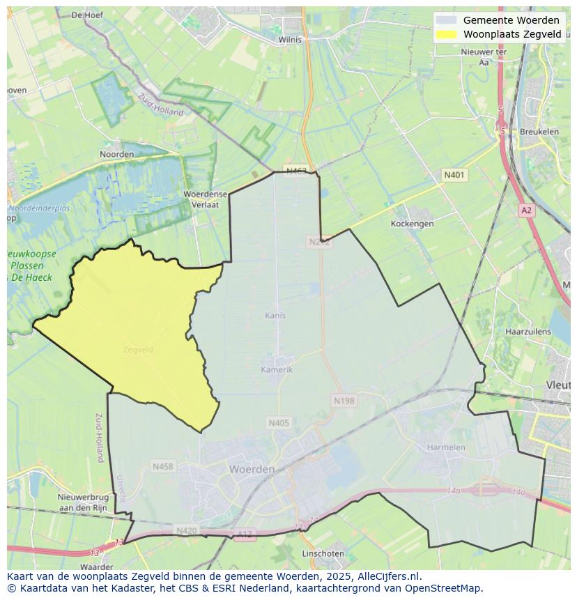 Afbeelding van de woonplaats Zegveld op de kaart.