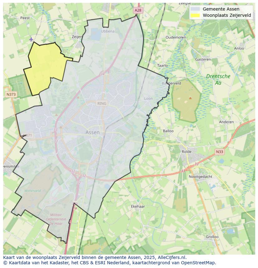 Afbeelding van de woonplaats Zeijerveld op de kaart.