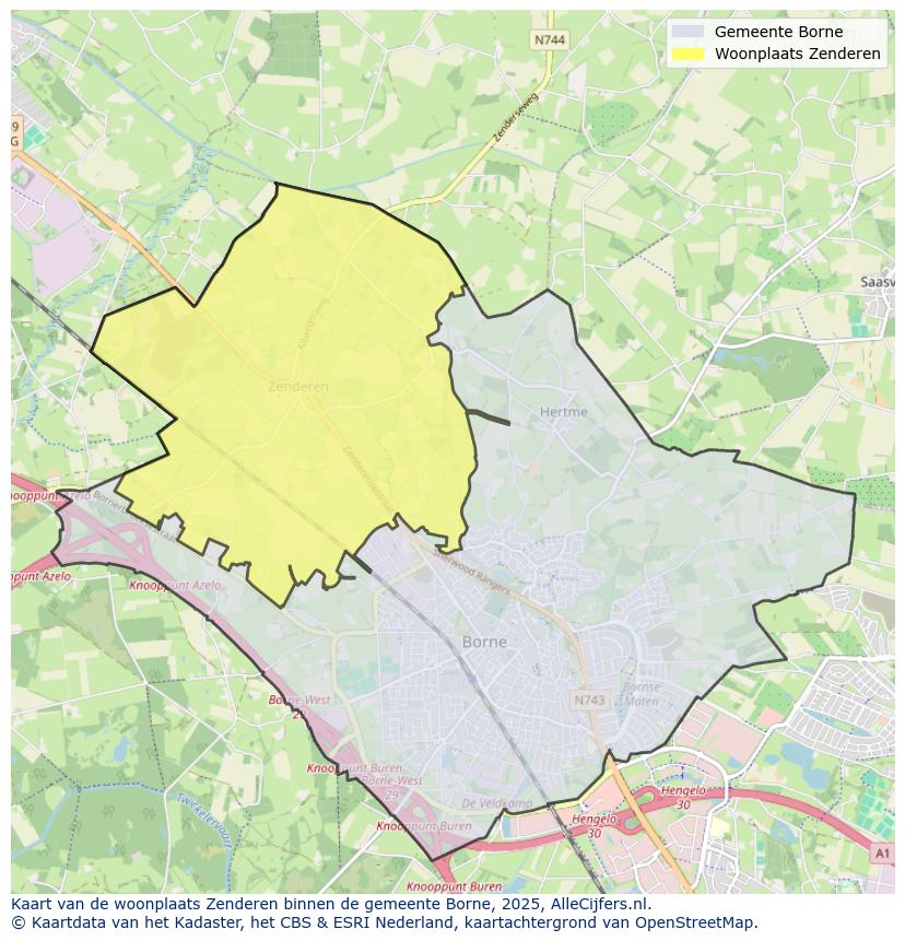 Afbeelding van de woonplaats Zenderen op de kaart.
