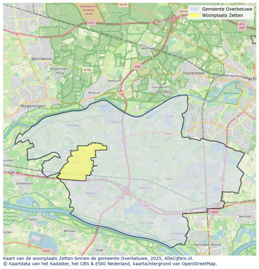 Afbeelding van de woonplaats Zetten op de kaart.