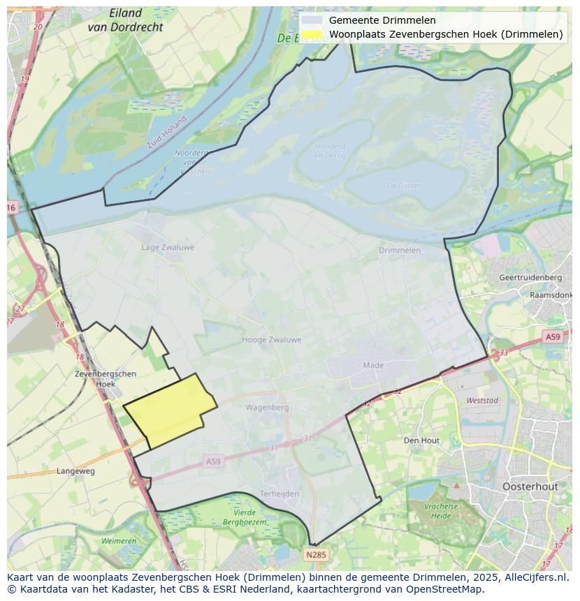 Afbeelding van de woonplaats Zevenbergschen Hoek op de kaart.