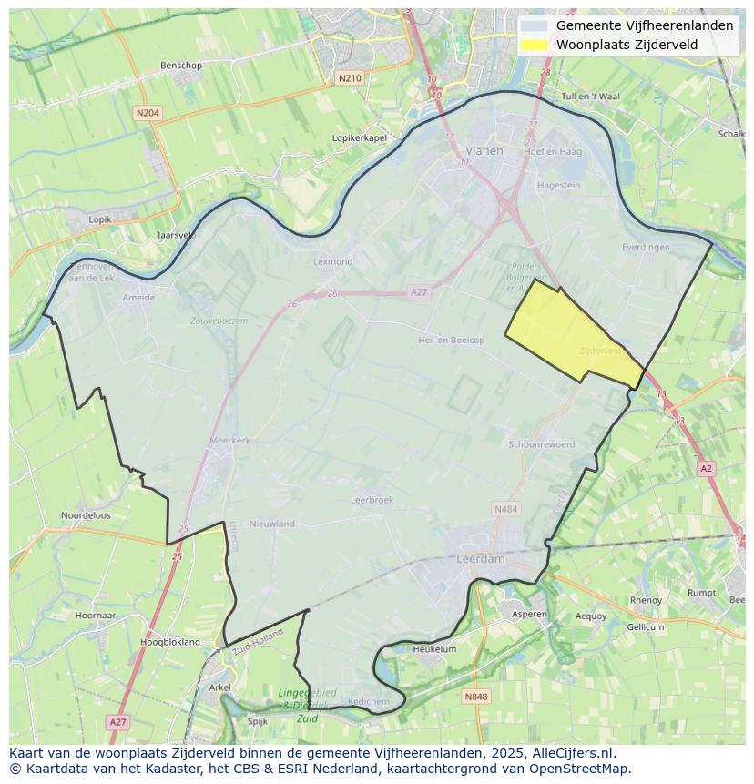 Afbeelding van de woonplaats Zijderveld op de kaart.