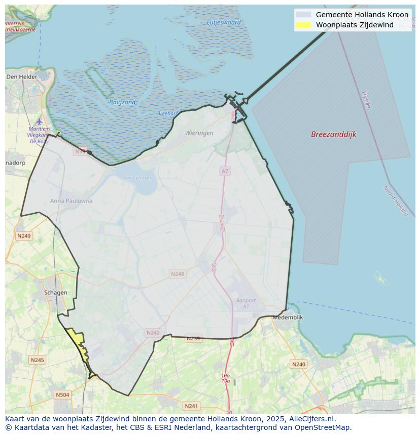 Afbeelding van de woonplaats Zijdewind op de kaart.