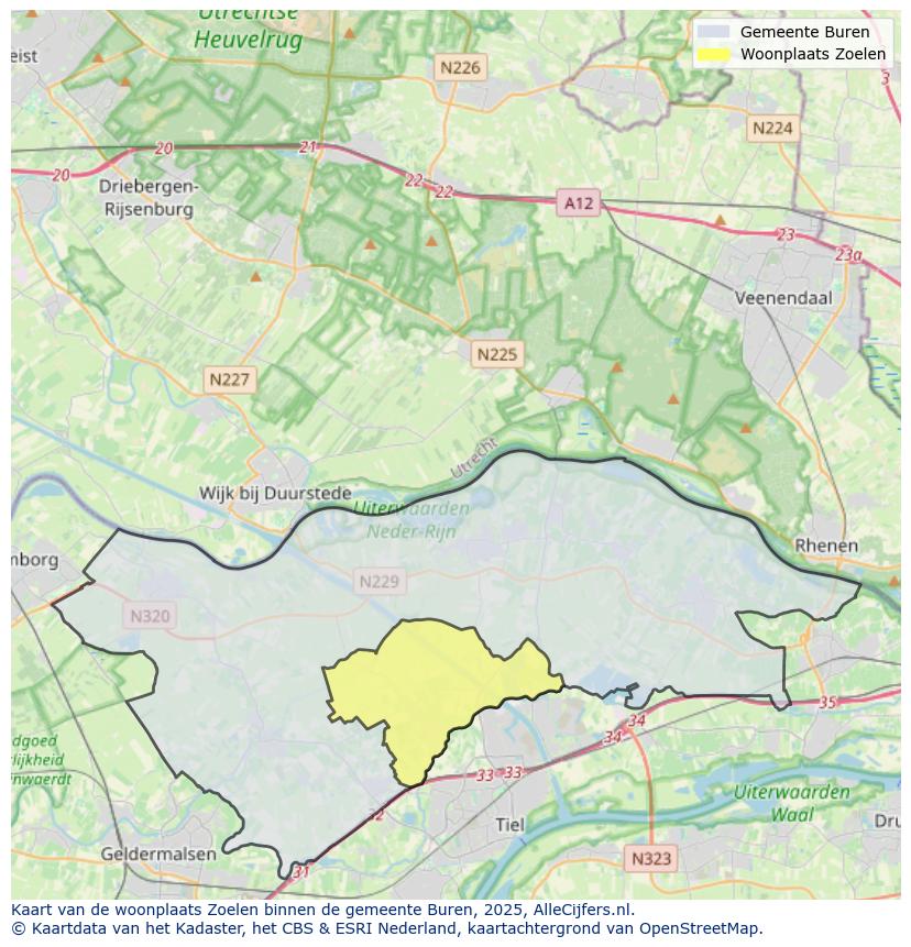 Afbeelding van de woonplaats Zoelen op de kaart.