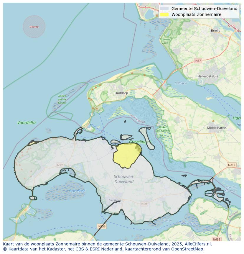 Afbeelding van de woonplaats Zonnemaire op de kaart.