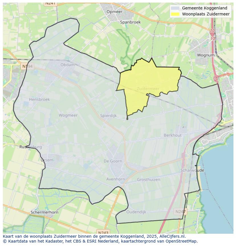 Afbeelding van de woonplaats Zuidermeer op de kaart.