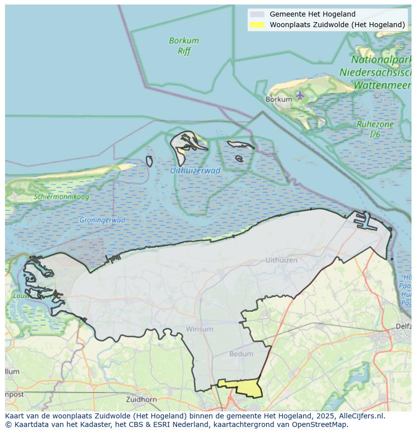 Afbeelding van de woonplaats Zuidwolde op de kaart.