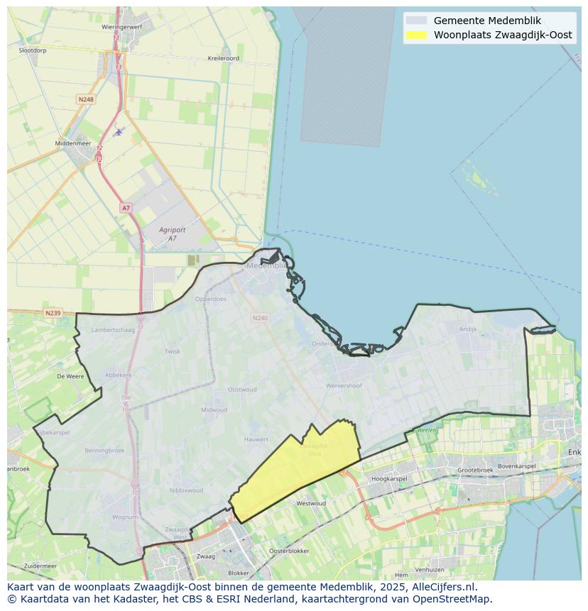 Afbeelding van de woonplaats Zwaagdijk-Oost op de kaart.