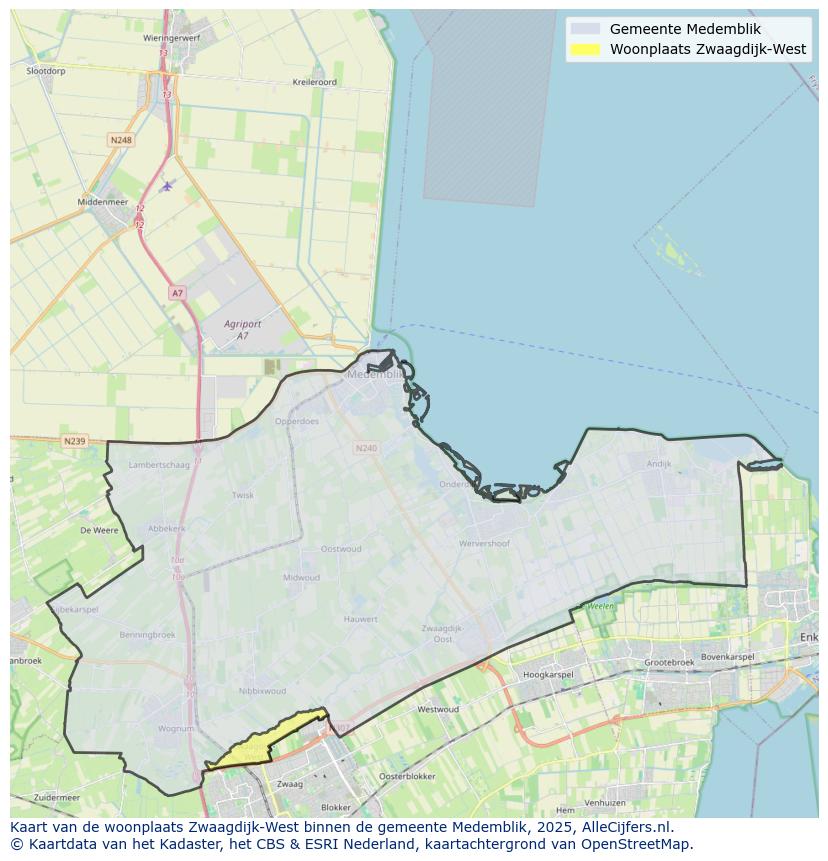 Afbeelding van de woonplaats Zwaagdijk-West op de kaart.