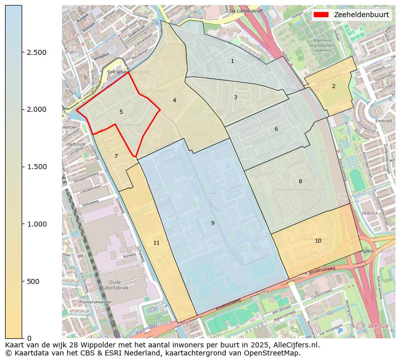 Afbeelding van de Zeeheldenbuurt op de kaart.