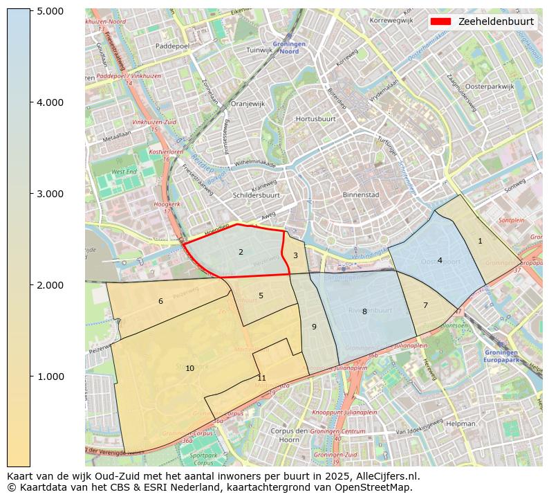 Afbeelding van de Zeeheldenbuurt op de kaart.