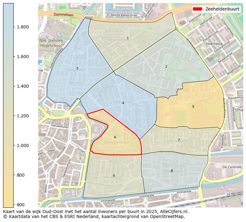 Afbeelding van de Zeeheldenbuurt op de kaart.