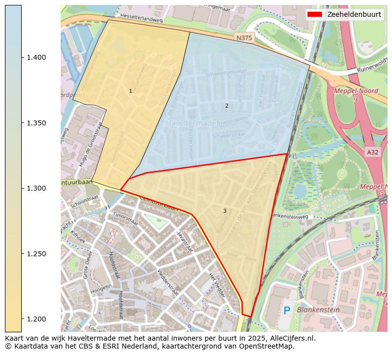Afbeelding van de Zeeheldenbuurt op de kaart.