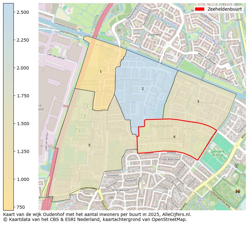 Afbeelding van de Zeeheldenbuurt op de kaart.