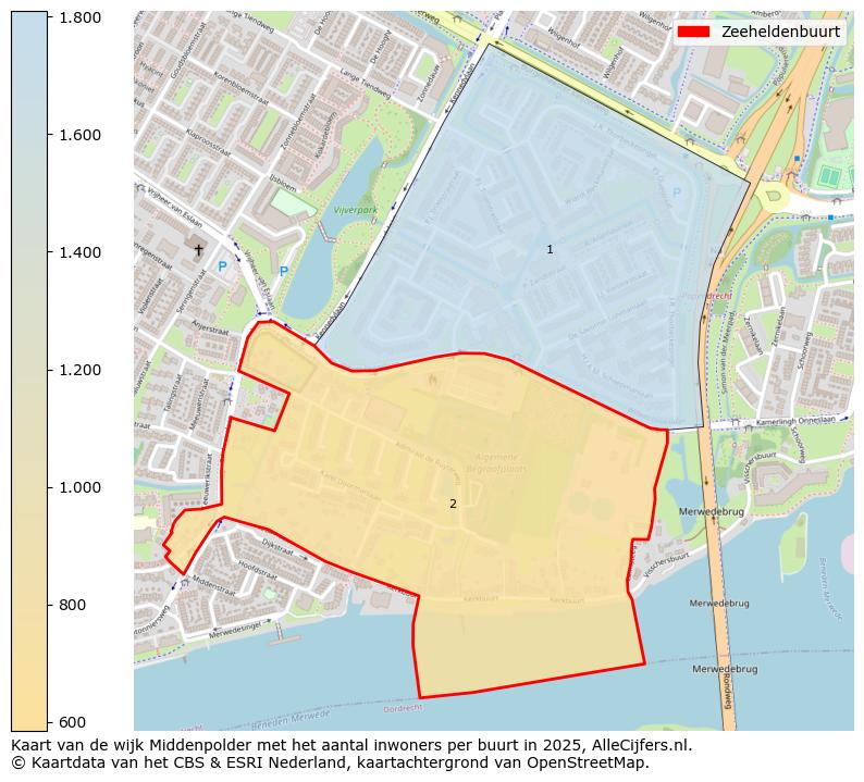 Afbeelding van de Zeeheldenbuurt op de kaart.