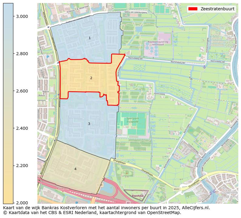 Afbeelding van de Zeestratenbuurt op de kaart.