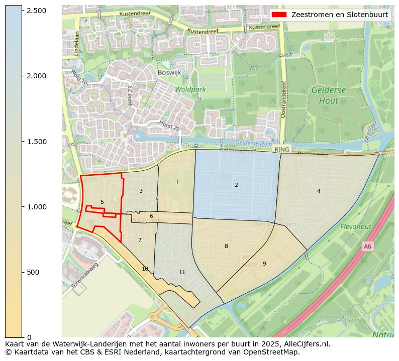 Afbeelding van de Zeestromen en Slotenbuurt op de kaart.