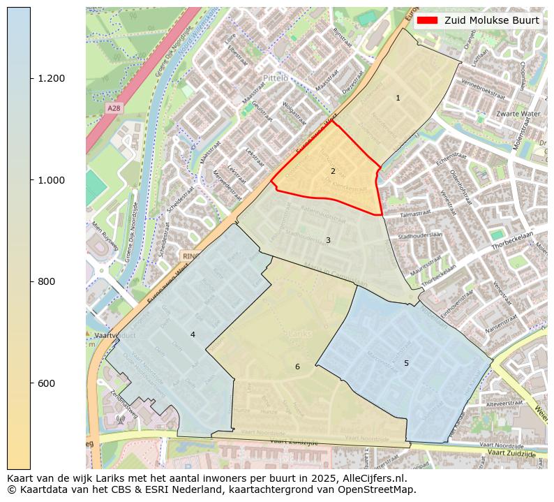 Afbeelding van de Zuid Molukse Buurt op de kaart.