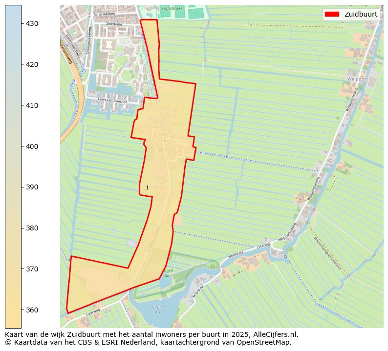 Afbeelding van de Zuidbuurt op de kaart.
