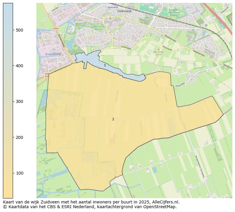Afbeelding van de wijk Zuidveen op de kaart.
