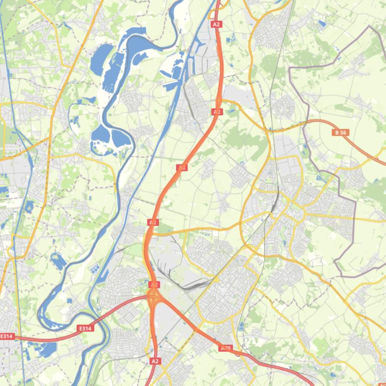 Kaart van de buurt A2 / A76.