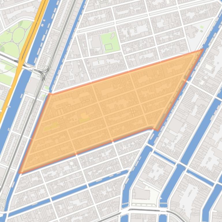 Kaart van de Anjeliersbuurt-Zuid.