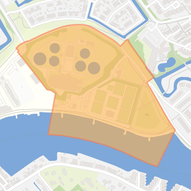 Kaart van de buurt AWZI Oostgaarde.