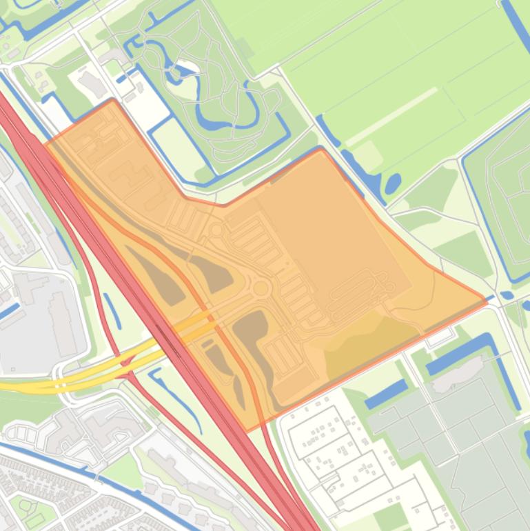 Kaart van de buurt Bedrijventerrein Delftse Poort-Oost.