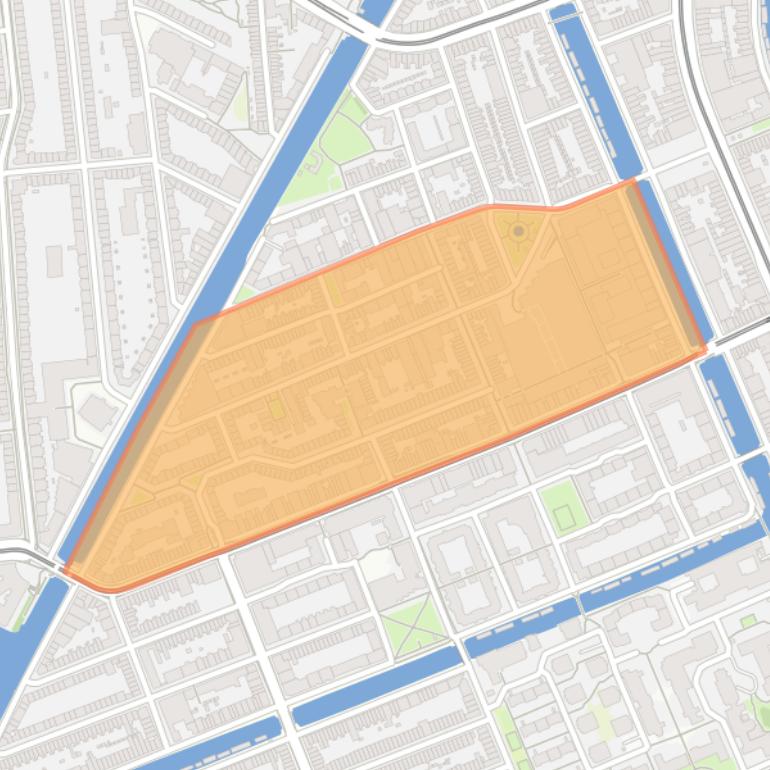 Kaart van de Bellamybuurt-Zuid.