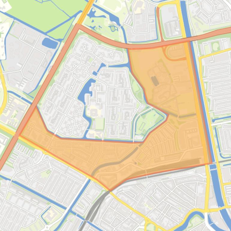 Kaart van de buurt Bergerhof en Blaeustraatkwartier.