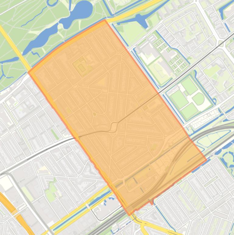 Kaart van de buurt Bezuidenhout-Oost.