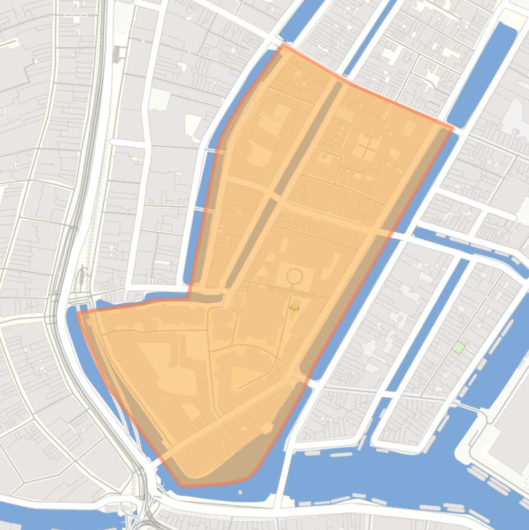 Kaart van de buurt BG-terrein en omgeving.