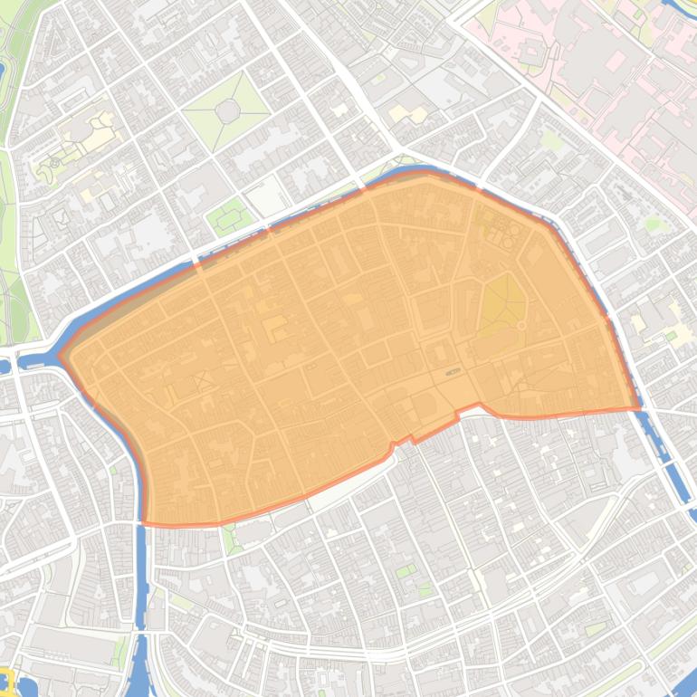 Kaart van de buurt Binnenstad-Noord.