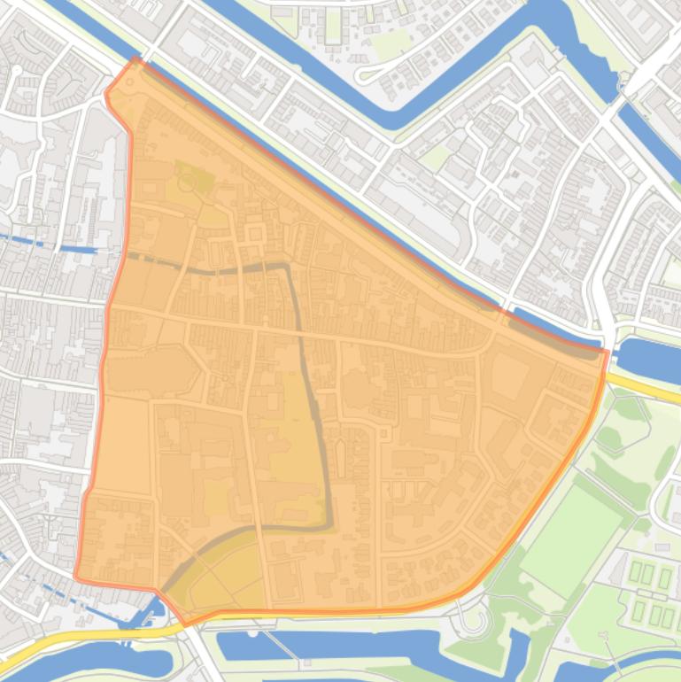 Kaart van de buurt Binnenstad oost.