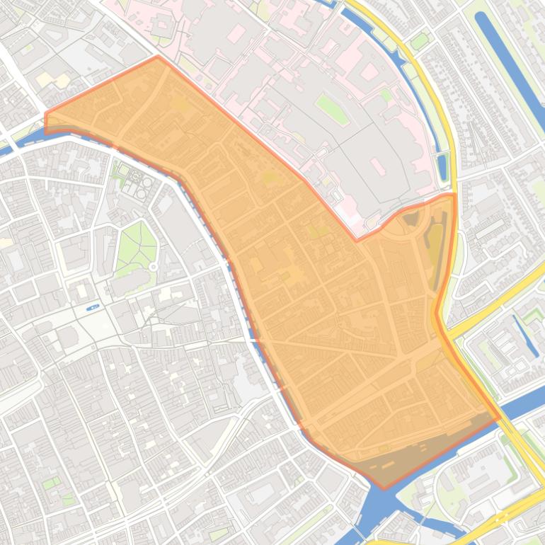 Kaart van de buurt Binnenstad-Oost.