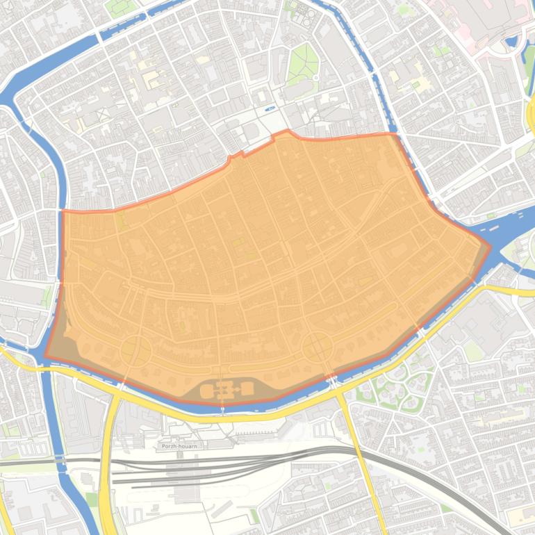 Kaart van de buurt Binnenstad-Zuid.