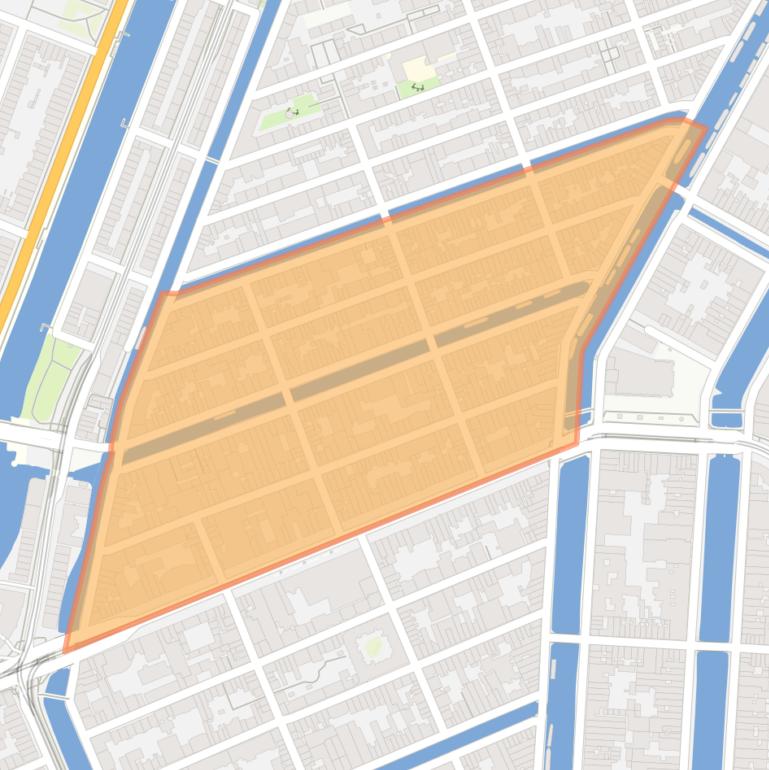 Kaart van de Bloemgrachtbuurt.