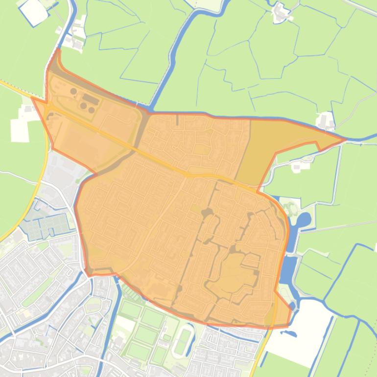 Kaart van de buurt Bolsward-Noordoost.