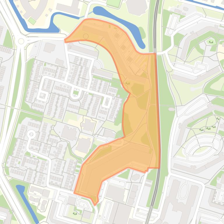 Kaart van de Bossenbuurt hoog-West.