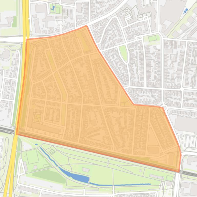 Kaart van de Bouwmeestersbuurt Zuid.