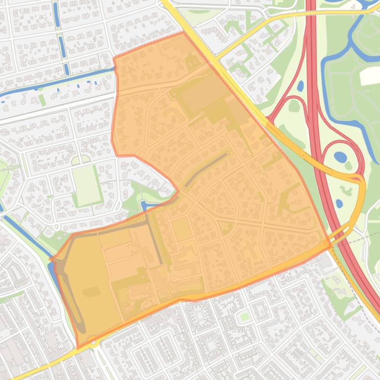 Kaart van de buurt Bredius-Oost.