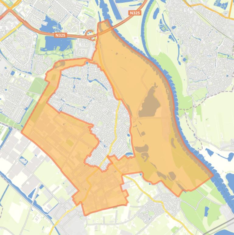 Kaart van de buurt Buitengebied Huissen.