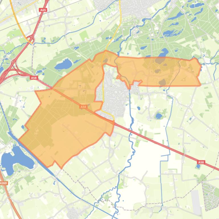 Kaart van de buurt Buitengebied Moergestel Noord-West.