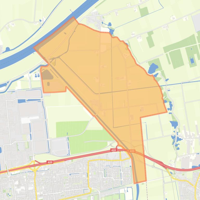 Kaart van de buurt Buitengebied Waalwijk Noord.