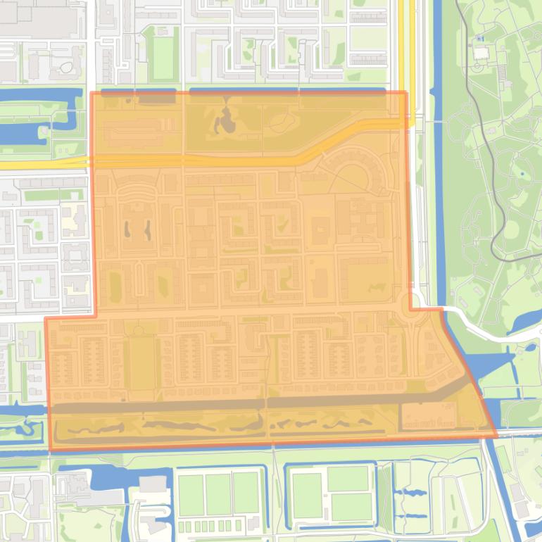 Kaart van de buurt Buitenveldert-Zuidoost.