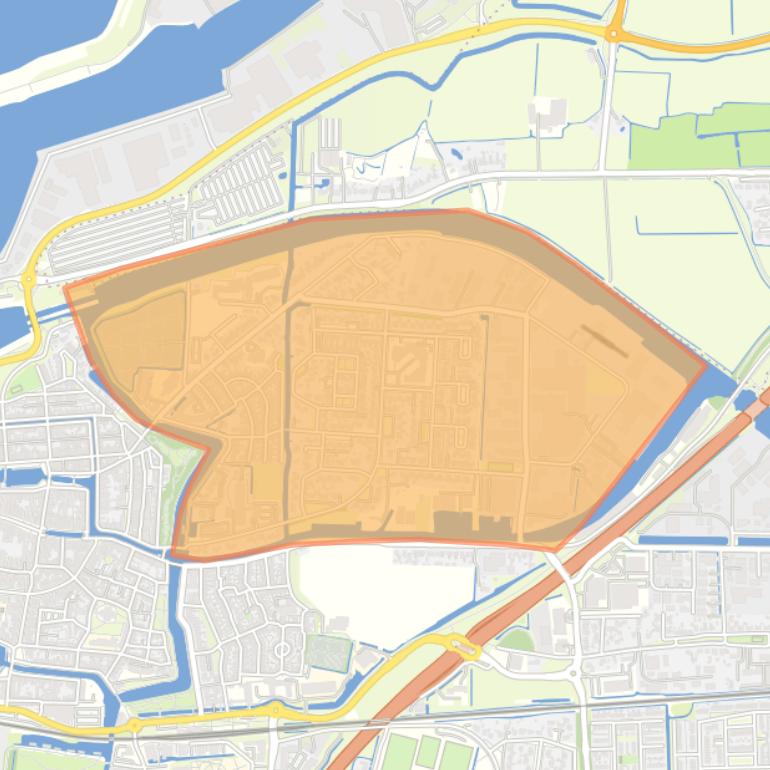 Kaart van de buurt De Spiker en het industrieterrein Hermes.