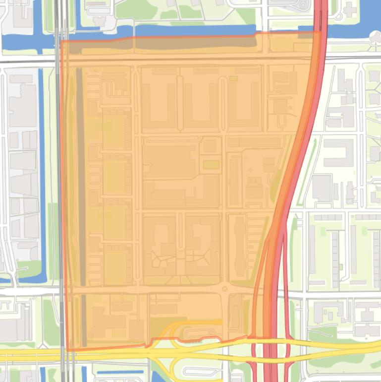 Kaart van de Delflandpleinbuurt-West.